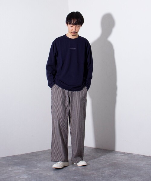 GLOSTER（グロスター）の「【GLOSTER/グロスター】ボックスロゴ刺繍 ポンチ長袖Tシャツ（Tシャツ/カットソー・メンズ・ホワイト/ネイビー/ピンク/ブルーグレー・S/M/L）」の6枚目の写真