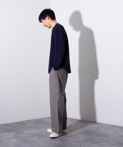 GLOSTER（グロスター）の「【GLOSTER/グロスター】ボックスロゴ刺繍 ポンチ長袖Tシャツ（Tシャツ/カットソー・メンズ・ホワイト/ネイビー/ピンク/ブルーグレー・S/M/L）」の11枚目の写真