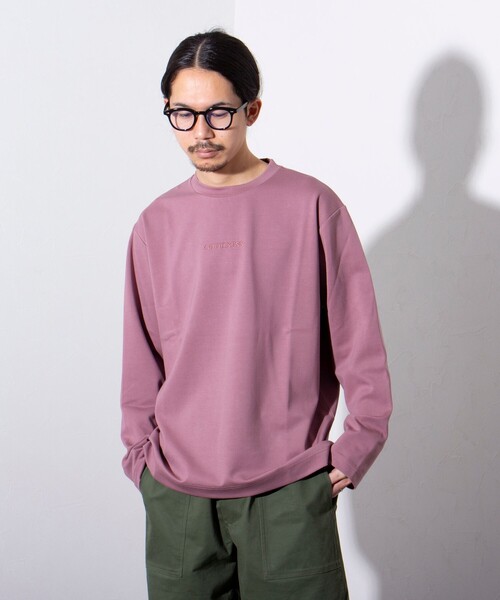 GLOSTER（グロスター）の「【GLOSTER/グロスター】ボックスロゴ刺繍 ポンチ長袖Tシャツ（Tシャツ/カットソー・メンズ・ホワイト/ネイビー/ピンク/ブルーグレー・S/M/L）」の7枚目の写真