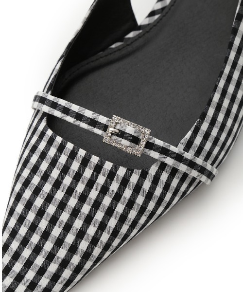 Mila Owen(ミラオーウェン)の「ビジューベルトフラットパンプス(パンプス・レディース・チェック/ライム/ブラック・36/37/38)」の9枚目の写真