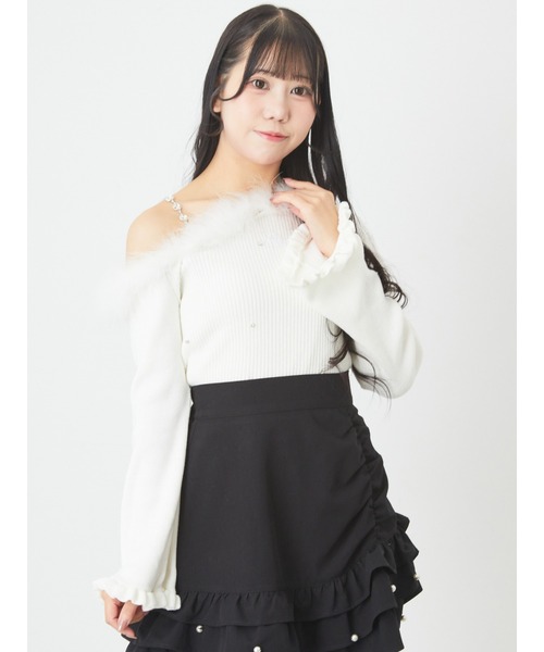 Ank Rouge（アンクルージュ）の「ワンショルフェザートップス（ニット/セーター・レディース・ホワイト/ブラック/ピンク/ブルー・M）」の22枚目の写真