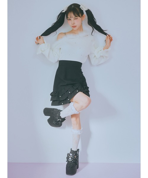 Ank Rouge（アンクルージュ）の「ワンショルフェザートップス（ニット/セーター・レディース・ホワイト/ブラック/ピンク/ブルー・M）」の18枚目の写真
