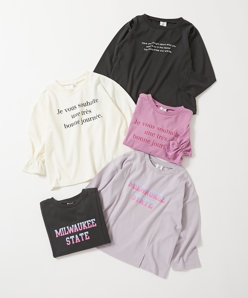 セール】肩見せメタリックロゴテレコ長袖Tシャツ（Tシャツ