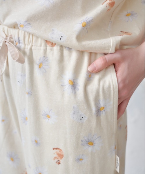 PAUL&JOE(ポールアンドジョー)の「【PAUL&JOE】ニャンニャンプリント ロングパンツ(ルームウェア/パジャマ・レディース・グリーン/アイボリー・M/L)」の5枚目の写真