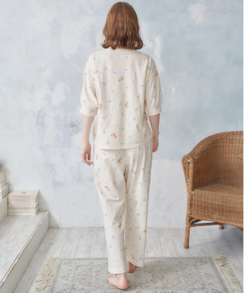 PAUL&JOE(ポールアンドジョー)の「【PAUL&JOE】ニャンニャンプリント ロングパンツ(ルームウェア/パジャマ・レディース・グリーン/アイボリー・M/L)」の11枚目の写真