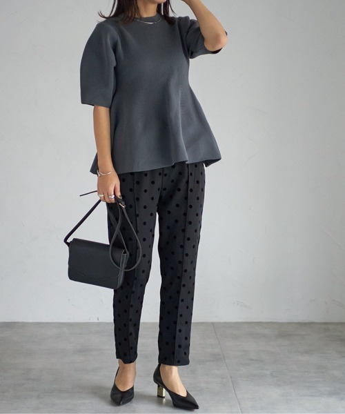 each（イーチ）の「フロッキードットセンターシームパンツ（その他パンツ・レディース・アイボリー/グレー/ブラック・FREE）」の10枚目の写真