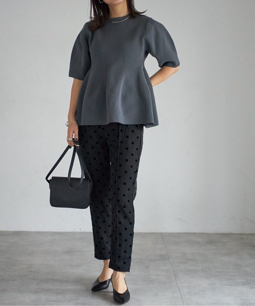 each（イーチ）の「フロッキードットセンターシームパンツ（その他パンツ・レディース・アイボリー/グレー/ブラック・FREE）」の13枚目の写真