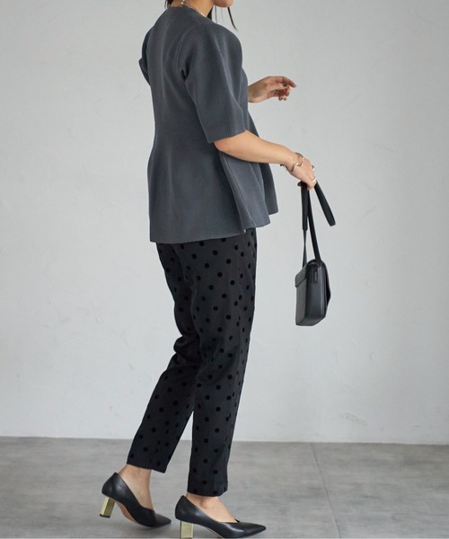 each（イーチ）の「フロッキードットセンターシームパンツ（その他パンツ・レディース・アイボリー/グレー/ブラック・FREE）」の7枚目の写真