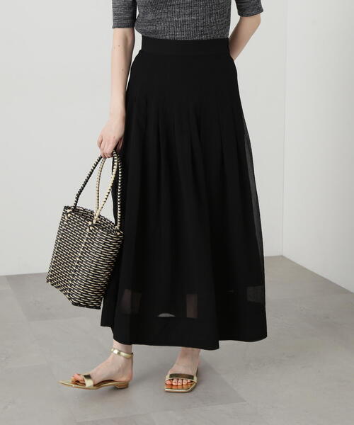 N.(N. Natural Beauty Basic)(エヌエヌナチュラルビューティーベーシック)の「◆ウエストタックシアーフレアスカート(スカート・レディース・オフホワイト/ブラック系その他/グレー・MEDIUM)」の5枚目の写真