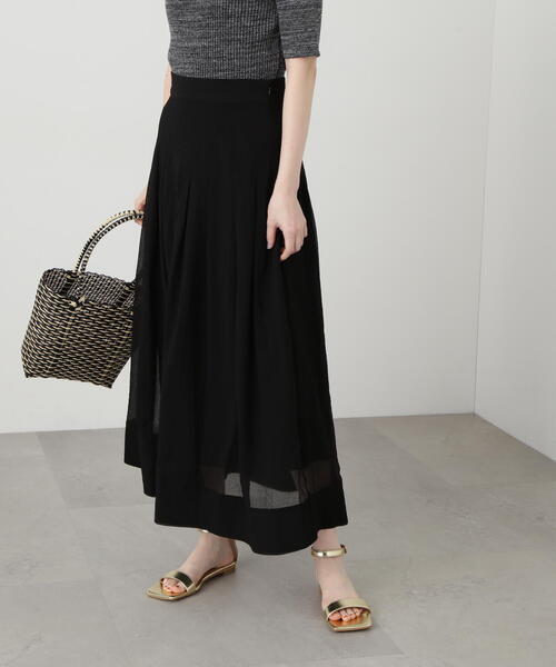 N.(N. Natural Beauty Basic)(エヌエヌナチュラルビューティーベーシック)の「◆ウエストタックシアーフレアスカート(スカート・レディース・オフホワイト/ブラック系その他/グレー・MEDIUM)」の10枚目の写真