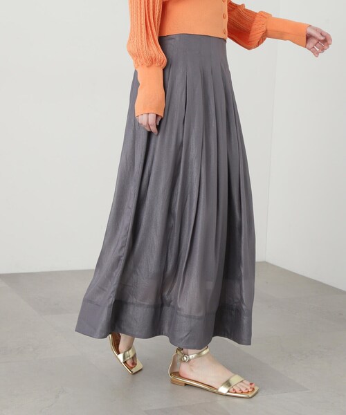 N.(N. Natural Beauty Basic)(エヌエヌナチュラルビューティーベーシック)の「◆ウエストタックシアーフレアスカート(スカート・レディース・オフホワイト/ブラック系その他/グレー・MEDIUM)」の13枚目の写真