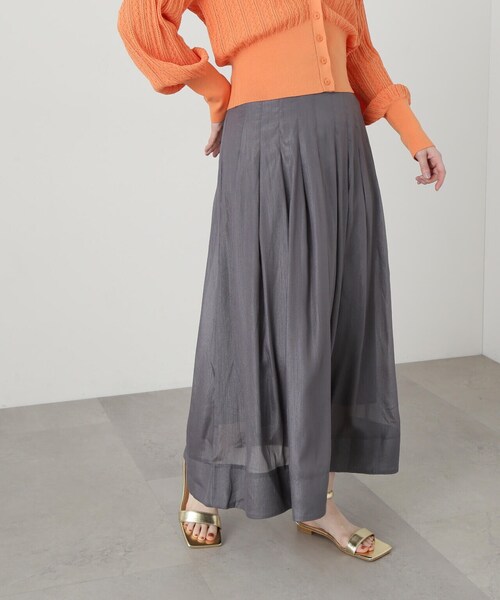 N.(N. Natural Beauty Basic)(エヌエヌナチュラルビューティーベーシック)の「◆ウエストタックシアーフレアスカート(スカート・レディース・オフホワイト/ブラック系その他/グレー・MEDIUM)」の14枚目の写真