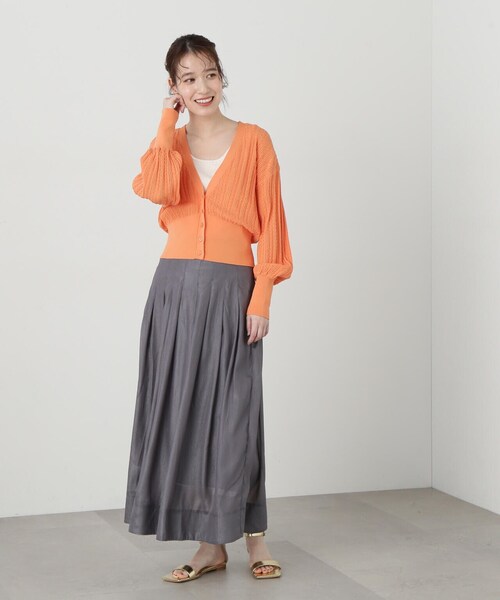 N.(N. Natural Beauty Basic)(エヌエヌナチュラルビューティーベーシック)の「◆ウエストタックシアーフレアスカート(スカート・レディース・オフホワイト/ブラック系その他/グレー・MEDIUM)」の16枚目の写真