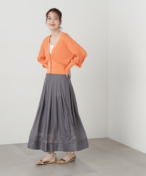 N.(N. Natural Beauty Basic)(エヌエヌナチュラルビューティーベーシック)の「◆ウエストタックシアーフレアスカート(スカート・レディース・オフホワイト/ブラック系その他/グレー・MEDIUM)」の17枚目の写真