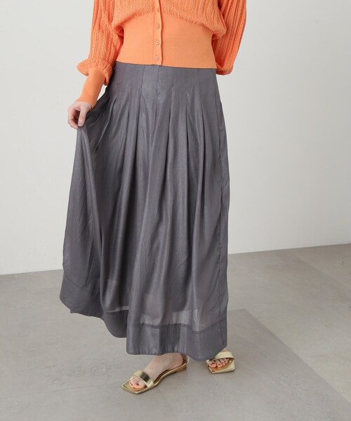 N.(N. Natural Beauty Basic)(エヌエヌナチュラルビューティーベーシック)の「◆ウエストタックシアーフレアスカート(スカート・レディース・オフホワイト/ブラック系その他/グレー・MEDIUM)」の18枚目の写真
