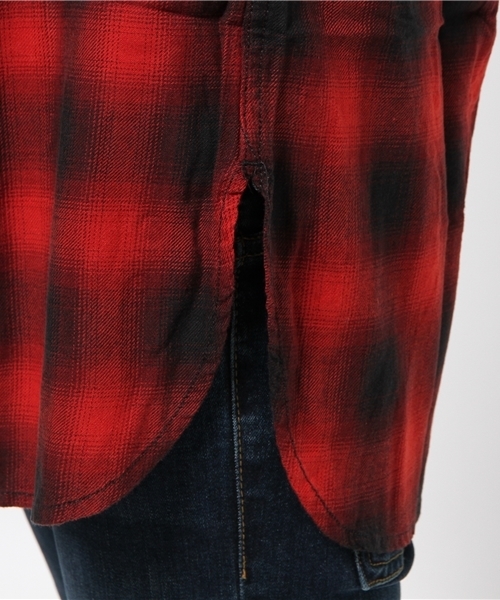 WEGO(ウィゴー)の「WEGO/レーヨンオンブレチェックロングシャツ(シャツ/ブラウス・メンズ・レッド/ブルー/ブラック・MEDIUM/LARGE)」の10枚目の写真