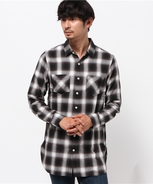 WEGO(ウィゴー)の「WEGO/レーヨンオンブレチェックロングシャツ(シャツ/ブラウス・メンズ・レッド/ブルー/ブラック・MEDIUM/LARGE)」の16枚目の写真