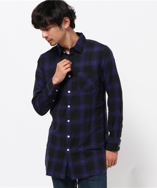 WEGO(ウィゴー)の「WEGO/レーヨンオンブレチェックロングシャツ(シャツ/ブラウス・メンズ・レッド/ブルー/ブラック・MEDIUM/LARGE)」の17枚目の写真