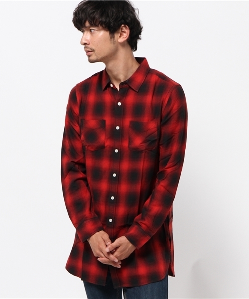 WEGO(ウィゴー)の「WEGO/レーヨンオンブレチェックロングシャツ(シャツ/ブラウス・メンズ・レッド/ブルー/ブラック・MEDIUM/LARGE)」の18枚目の写真