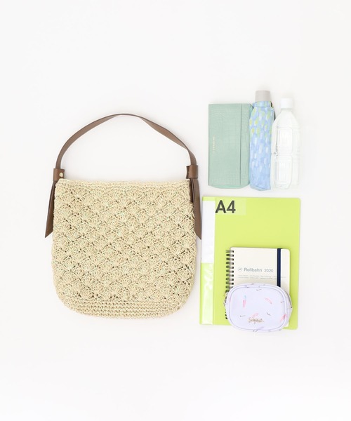 COOCO（クーコ）の「ラメフィルム編込ワンショルダー／Ａ４対応（かごバッグ・レディース・グレー系その他/ブラック/ナチュラル・9）」の13枚目の写真