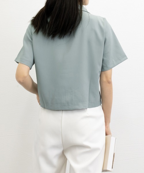 Miniministore（ミニミニストア）の「ベーシッククロップド丈半袖ジャケット（その他アウター・レディース・ホワイト/ベージュ/ネイビー/ブルー/ブラック/カーキ・FREE）」の12枚目の写真