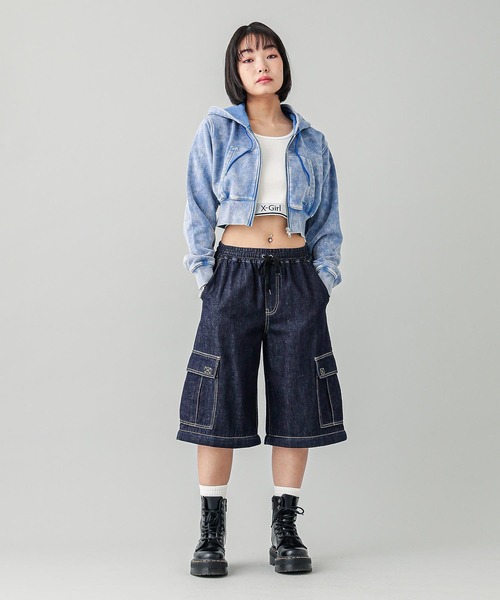 完売確実 X-girl STRIPED WIDE TEE ショート丈×ゆったり着用 完売確実 X-girl STRIPED WIDE TEE ショート丈×ゆったり着用