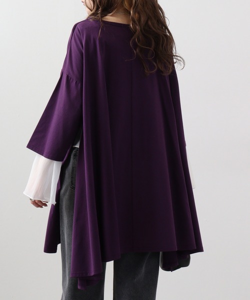 FUNALIVE（ファンアライブ）の「Abanicos バックティアード　フレアチュニック（チュニック・レディース・グリーン/ダークパープル・LL/L/M）」の5枚目の写真