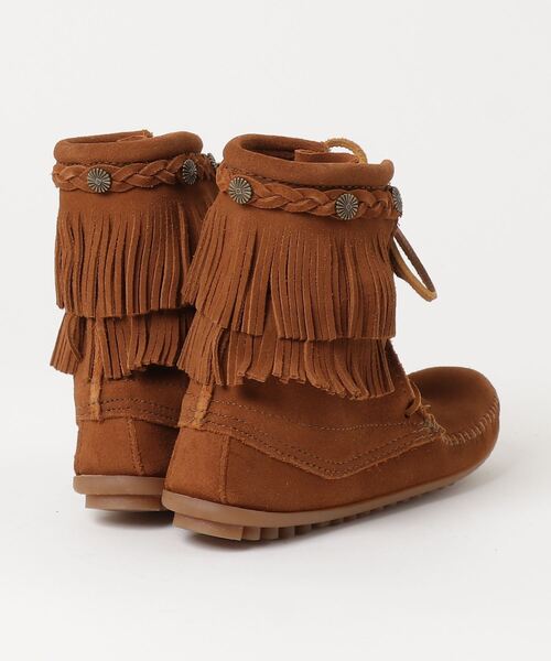 Minnetonka(ミネトンカ)の「【ミネトンカ MINNETONKA】 ダブルフリンジ トランパー ブーツ(ブーツ・レディース・ブラウン/ブラウン系その他・21.5㎝/22.5cm)」の3枚目の写真