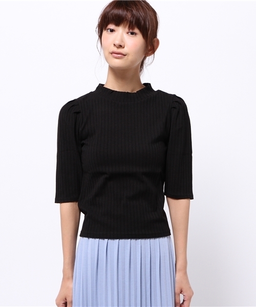 one after another NICE CLAUP(ワンアフターアナザーナイスクラップ)の「【ナイスクラップ】ワイドリブハイネック5部丈カットソー(Tシャツ/カットソー・レディース・カーキ/ブラック/アイボリー/キャメル/ボルドー・FREE)」の13枚目の写真