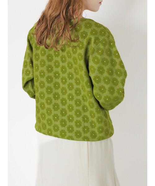 ehka sopo（エヘカソポ）の「花膨れジャカードリングドットカーディガン（カーディガン/ボレロ・レディース・ブラック/グリーン/ブルー・F）」の6枚目の写真
