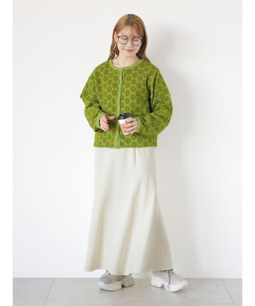ehka sopo（エヘカソポ）の「花膨れジャカードリングドットカーディガン（カーディガン/ボレロ・レディース・ブラック/グリーン/ブルー・F）」の7枚目の写真