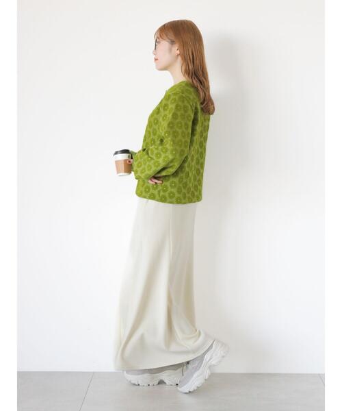 ehka sopo（エヘカソポ）の「花膨れジャカードリングドットカーディガン（カーディガン/ボレロ・レディース・ブラック/グリーン/ブルー・F）」の8枚目の写真