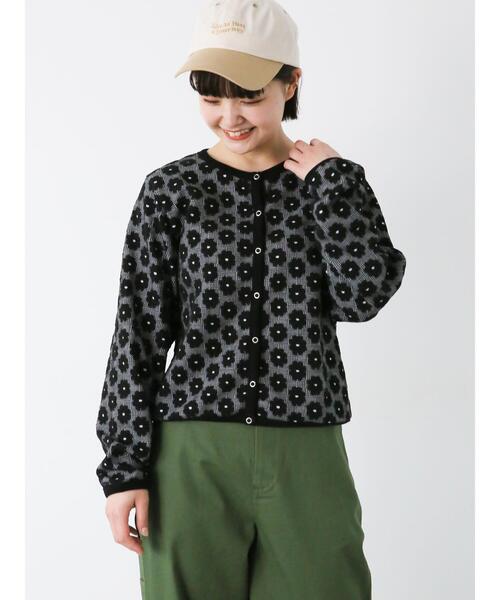 ehka sopo（エヘカソポ）の「花膨れジャカードリングドットカーディガン（カーディガン/ボレロ・レディース・ブラック/グリーン/ブルー・F）」の12枚目の写真
