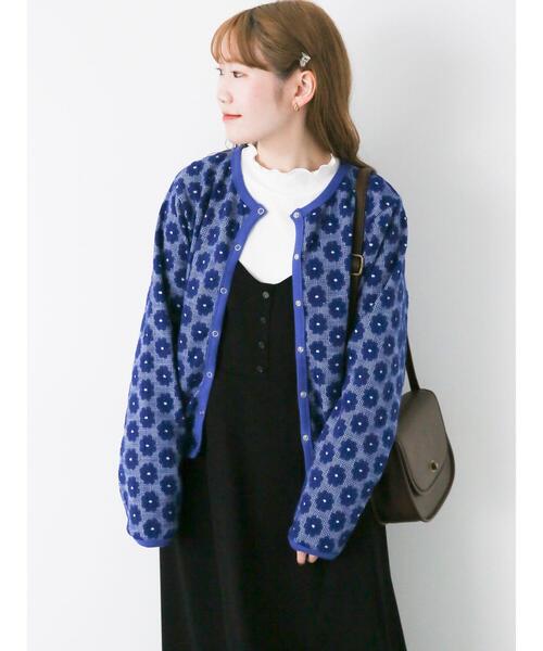 ehka sopo（エヘカソポ）の「花膨れジャカードリングドットカーディガン（カーディガン/ボレロ・レディース・ブラック/グリーン/ブルー・F）」の18枚目の写真