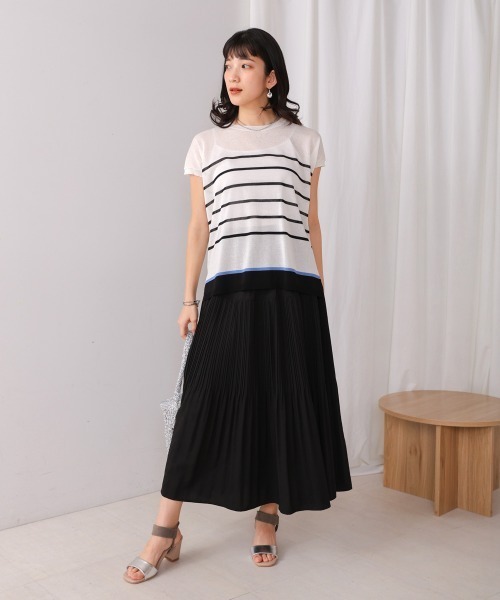 Bou Jeloud(ブージュルード)の「サラサラUV接触冷感ボーダープルオーバー(Tシャツ/カットソー・レディース・オフホワイト/ライトグレー/ネイビー・FREE)」の9枚目の写真