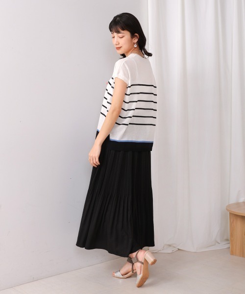 Bou Jeloud(ブージュルード)の「サラサラUV接触冷感ボーダープルオーバー(Tシャツ/カットソー・レディース・オフホワイト/ライトグレー/ネイビー・FREE)」の12枚目の写真