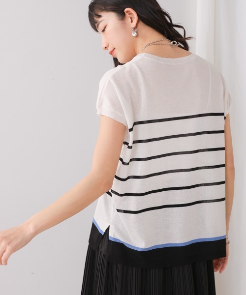 Bou Jeloud(ブージュルード)の「サラサラUV接触冷感ボーダープルオーバー(Tシャツ/カットソー・レディース・オフホワイト/ライトグレー/ネイビー・FREE)」の13枚目の写真