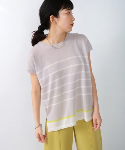 Bou Jeloud(ブージュルード)の「サラサラUV接触冷感ボーダープルオーバー(Tシャツ/カットソー・レディース・オフホワイト/ライトグレー/ネイビー・FREE)」の20枚目の写真