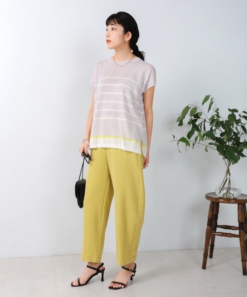 Bou Jeloud(ブージュルード)の「サラサラUV接触冷感ボーダープルオーバー(Tシャツ/カットソー・レディース・オフホワイト/ライトグレー/ネイビー・FREE)」の21枚目の写真