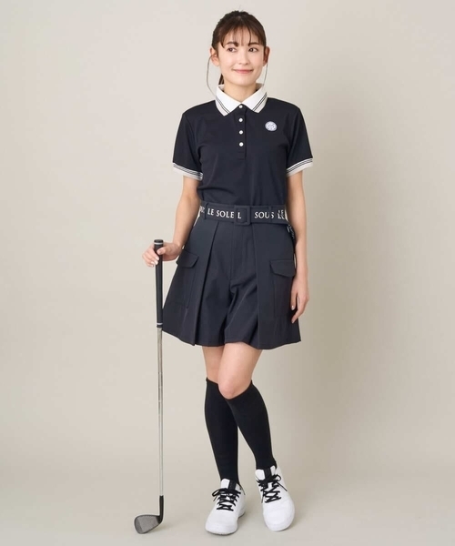 a.v.v(アーヴェヴェ)の「レディースゴルフウエア ラインリブポロシャツ(Tシャツ/カットソー・レディース・ブラック/ホワイト・36/38/40)」の3枚目の写真