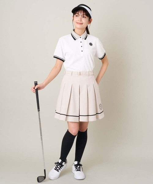 a.v.v(アーヴェヴェ)の「レディースゴルフウエア ラインリブポロシャツ(Tシャツ/カットソー・レディース・ブラック/ホワイト・36/38/40)」の9枚目の写真