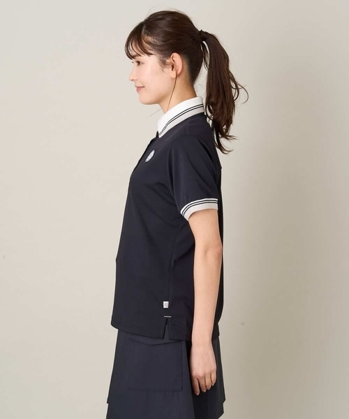 a.v.v(アーヴェヴェ)の「レディースゴルフウエア ラインリブポロシャツ(Tシャツ/カットソー・レディース・ブラック/ホワイト・36/38/40)」の12枚目の写真