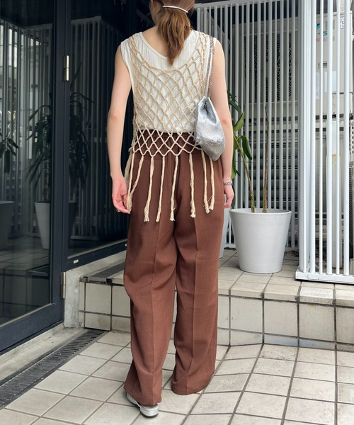 WILLOW（ウィロー）の「【willow】マクラメフリンジベスト（ベスト・レディース・ブラック/ベージュ・ONE SIZE）」の10枚目の写真