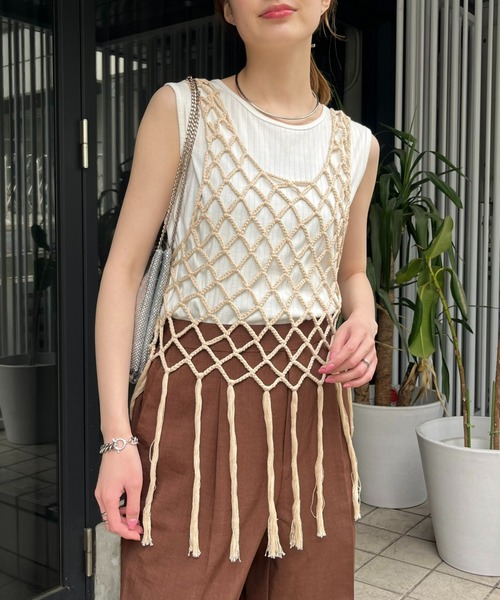 WILLOW（ウィロー）の「【willow】マクラメフリンジベスト（ベスト・レディース・ブラック/ベージュ・ONE SIZE）」の21枚目の写真