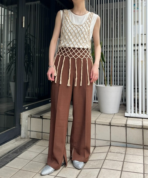 WILLOW（ウィロー）の「【willow】マクラメフリンジベスト（ベスト・レディース・ブラック/ベージュ・ONE SIZE）」の8枚目の写真