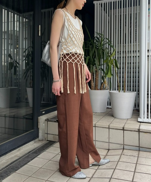 WILLOW（ウィロー）の「【willow】マクラメフリンジベスト（ベスト・レディース・ブラック/ベージュ・ONE SIZE）」の11枚目の写真