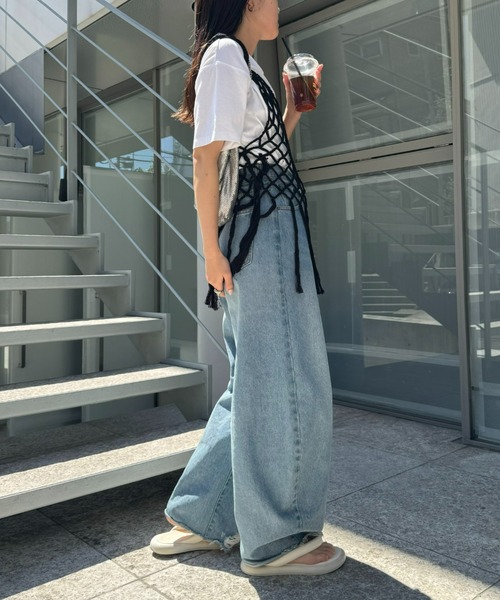 WILLOW（ウィロー）の「【willow】マクラメフリンジベスト（ベスト・レディース・ブラック/ベージュ・ONE SIZE）」の3枚目の写真