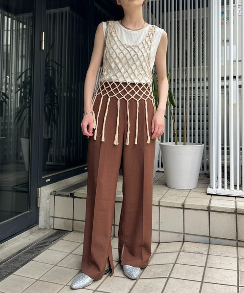 WILLOW（ウィロー）の「【willow】マクラメフリンジベスト（ベスト・レディース・ブラック/ベージュ・ONE SIZE）」の22枚目の写真