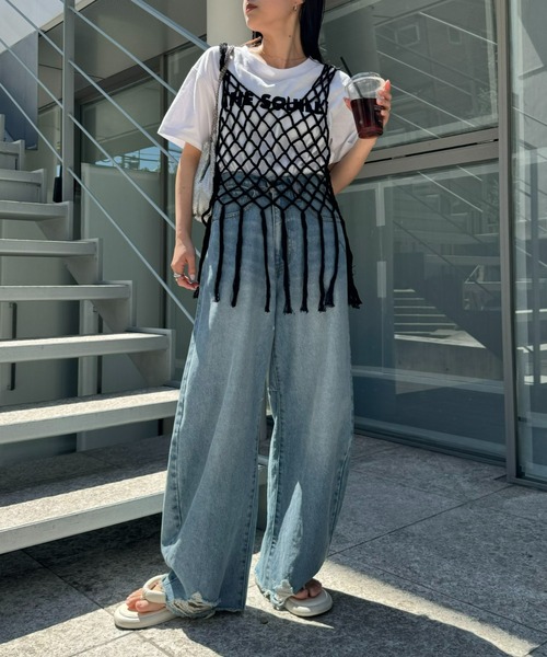 WILLOW（ウィロー）の「【willow】マクラメフリンジベスト（ベスト・レディース・ブラック/ベージュ・ONE SIZE）」の20枚目の写真