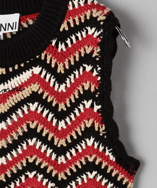 GANNI（ガニー）の「GANNI/ガニー Cotton Crochet Vest / K2160 / コットンクロシェットニットベスト（ベスト・レディース・ブラック・SMALL）」の4枚目の写真